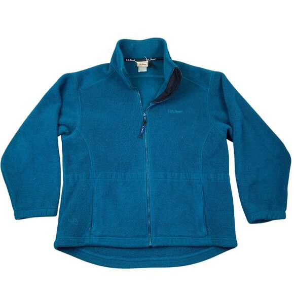L.L. Bean Mens Fleece Jacket Large Teal Blue Full-Zip Mock Neck Outdoors Classic - Picture 1 of 10
